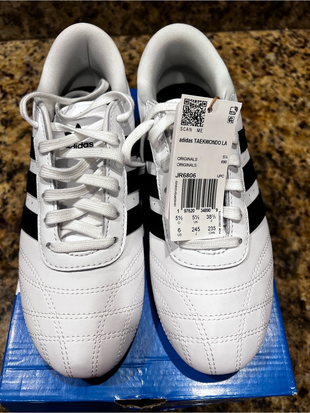 Adidas White & Black Taekwondo Shoes size 6 youth 7.5 womens NIB